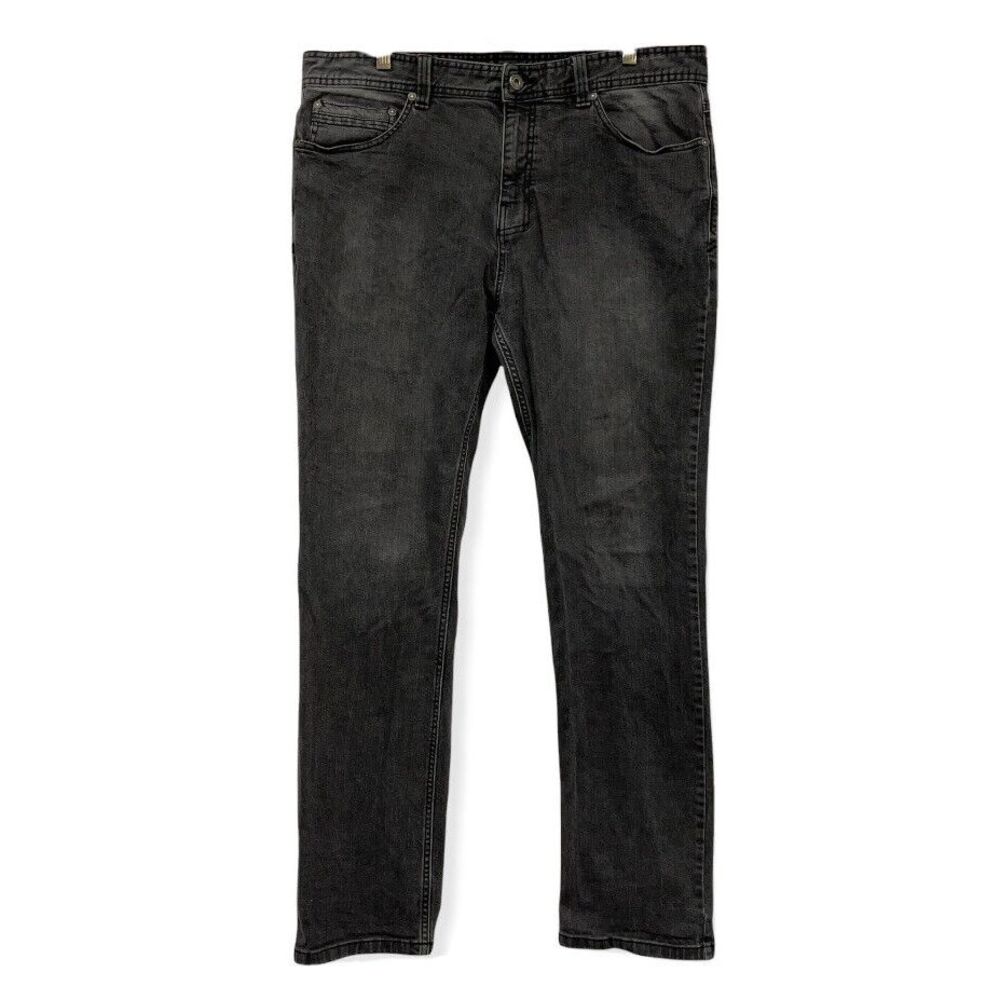 Prana Men's Size 36 Dark‎ Gray Denim Tapered Leg Jeans Cotton/Elastane India guc